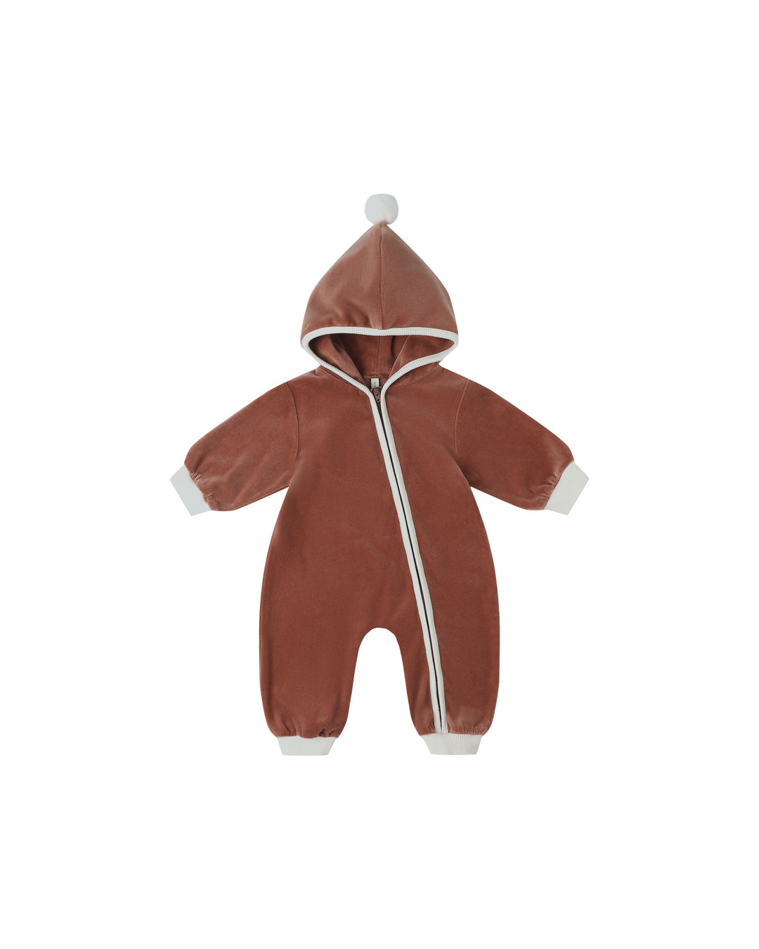 Velour Zip Jumpsuit, Cranberry