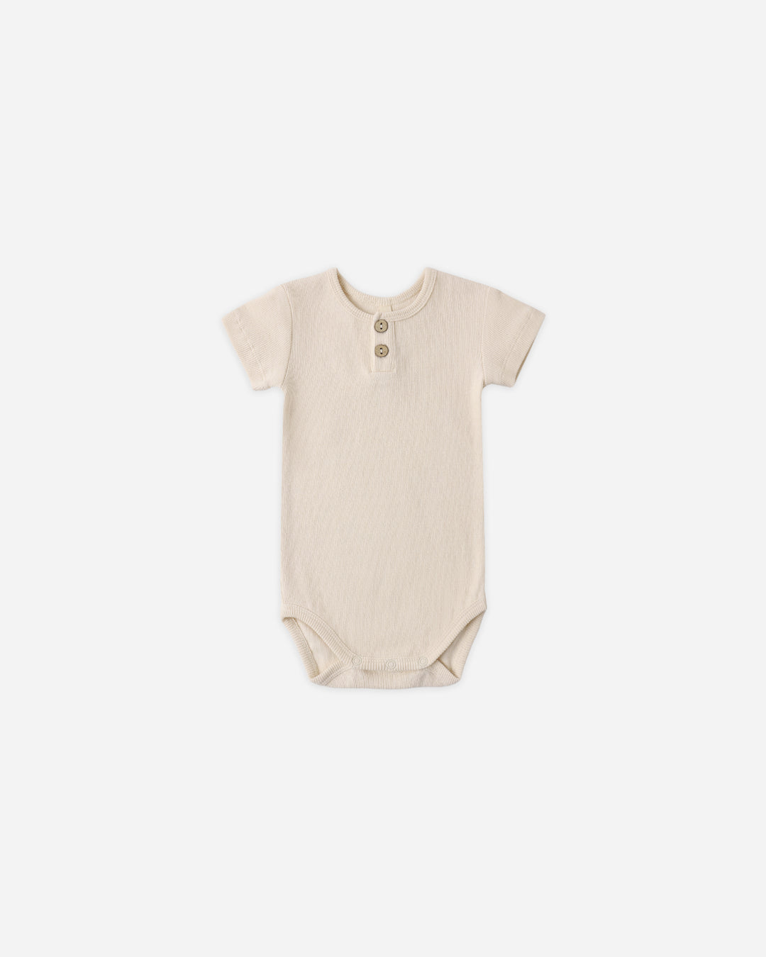 Ribbed Henley Bodysuit, Ecru