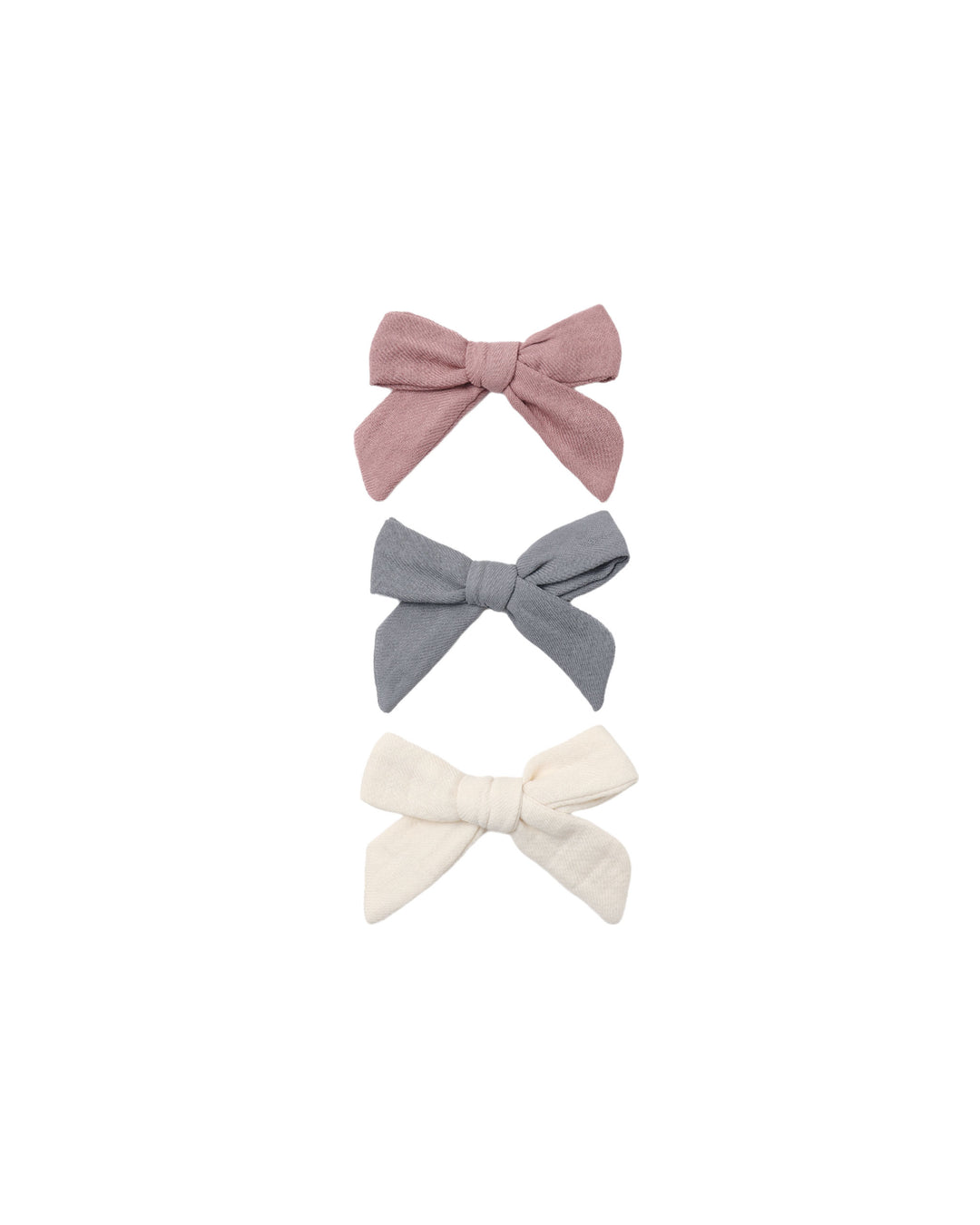 Bow w/ Clip, Set of 3 Mulberry, Slate, Natural