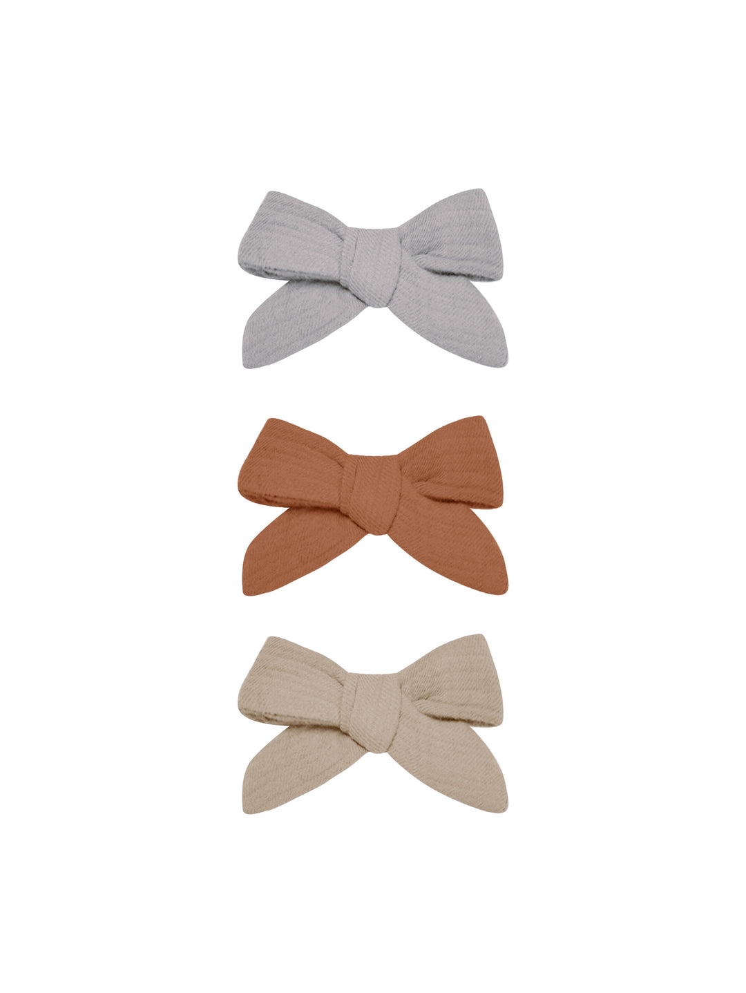 Bow W/ Clip Set of 3, Periwinkle + Clay + Oat