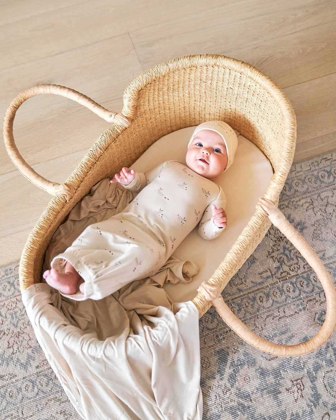 Bamboo Baby Gown + Hat, Bunnies