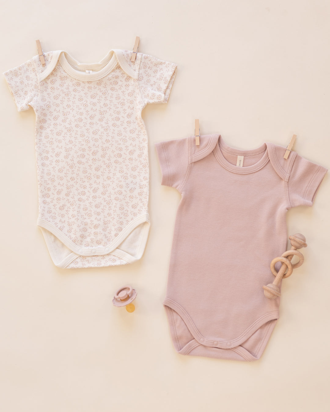 S/S Bodysuit Pack, Ditsy Blush
