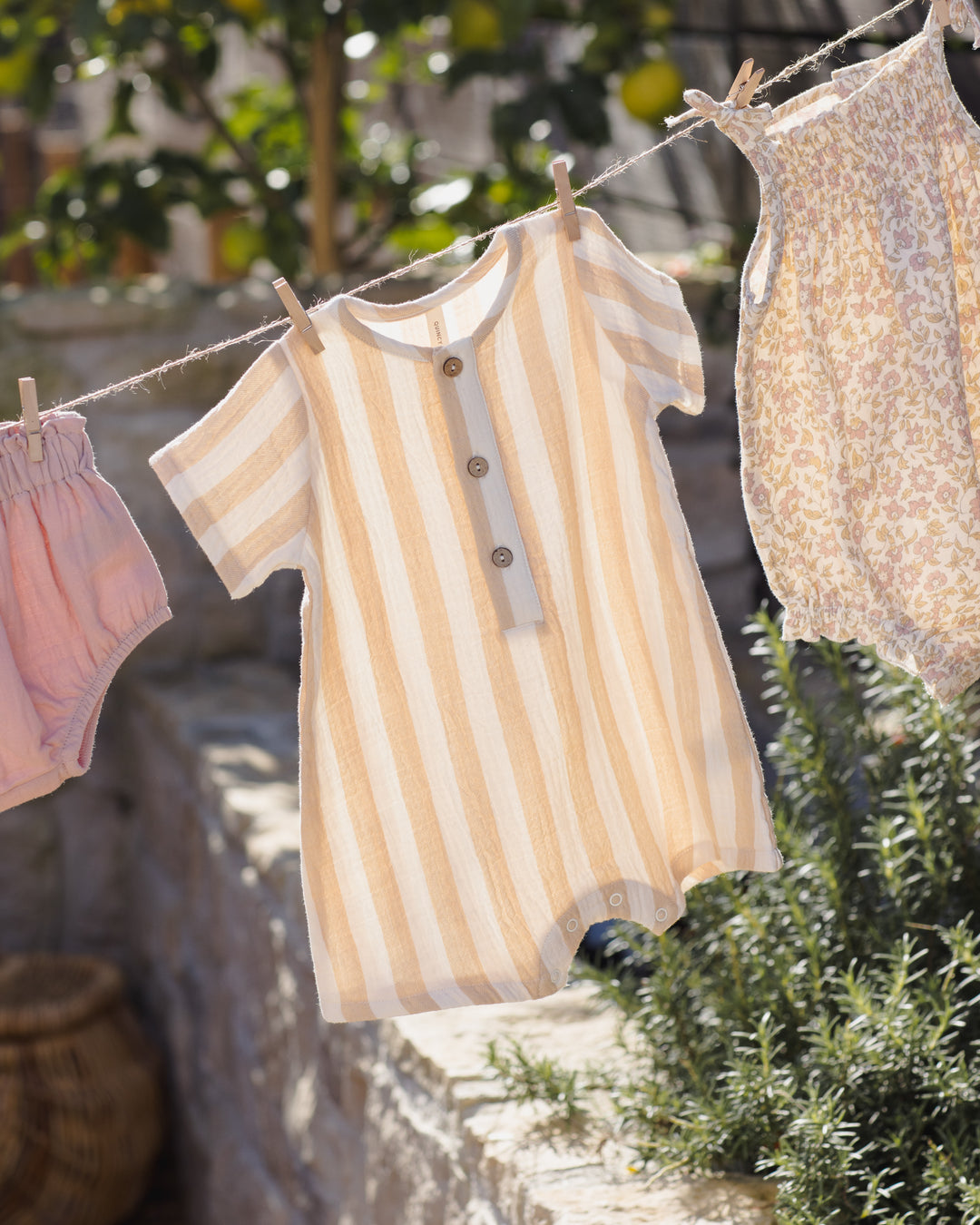 S/S Woven Romper, Summer Stripe