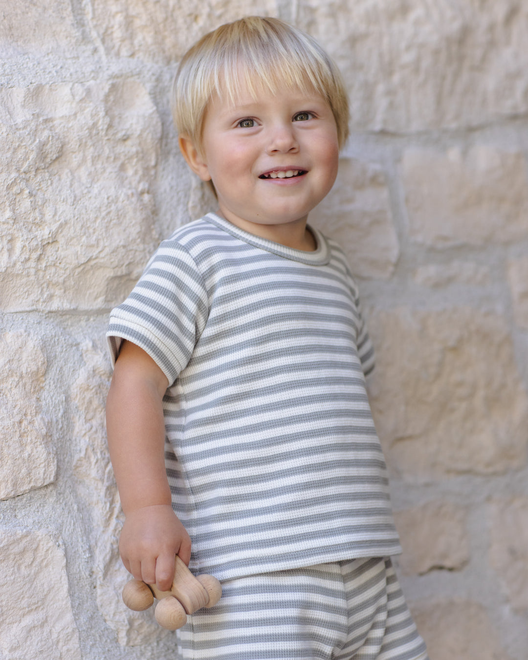 Waffle Shortie Set, Sage Stripe