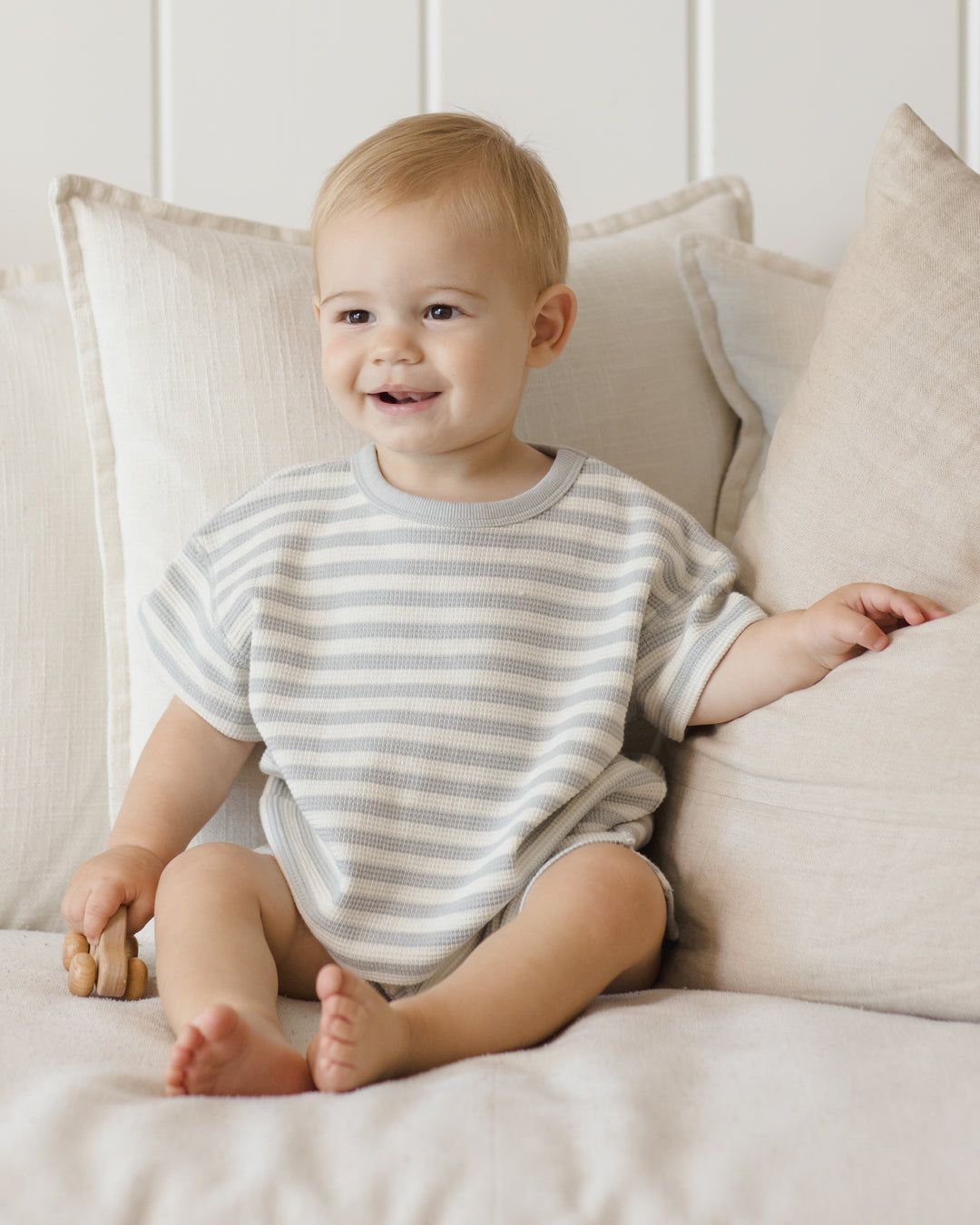 Waffle T/S Set, Sky Stripe