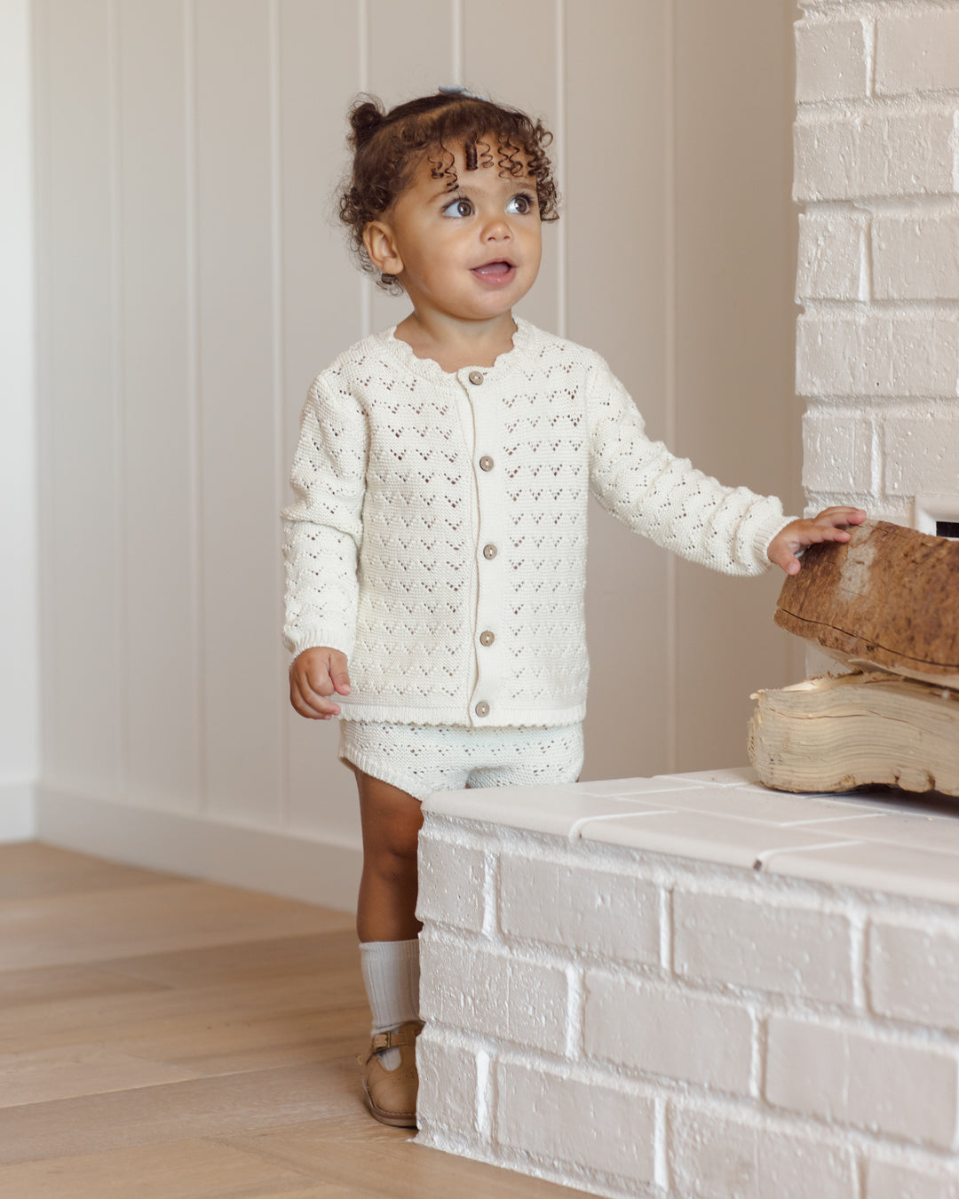 Scalloped Cardigan, Natural