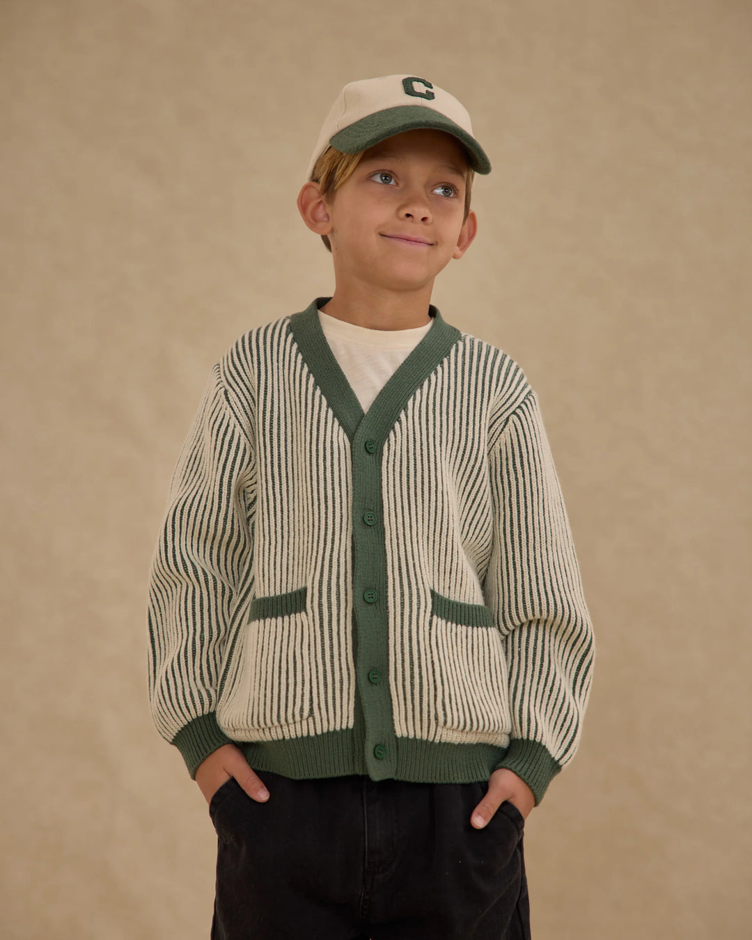 Haywood Cardigan, Green Stripe