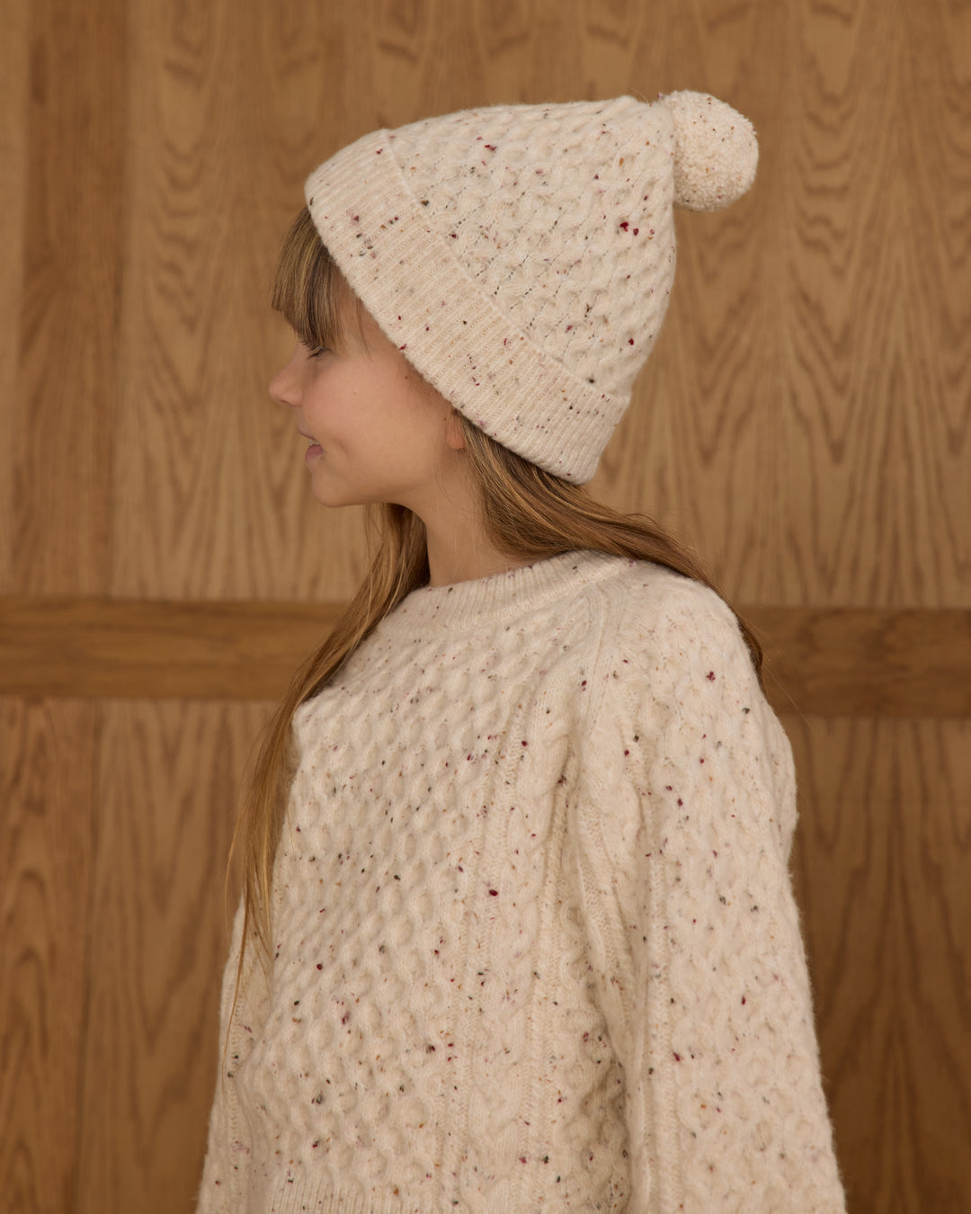 Cable Knit Sweater, Natural Speckled