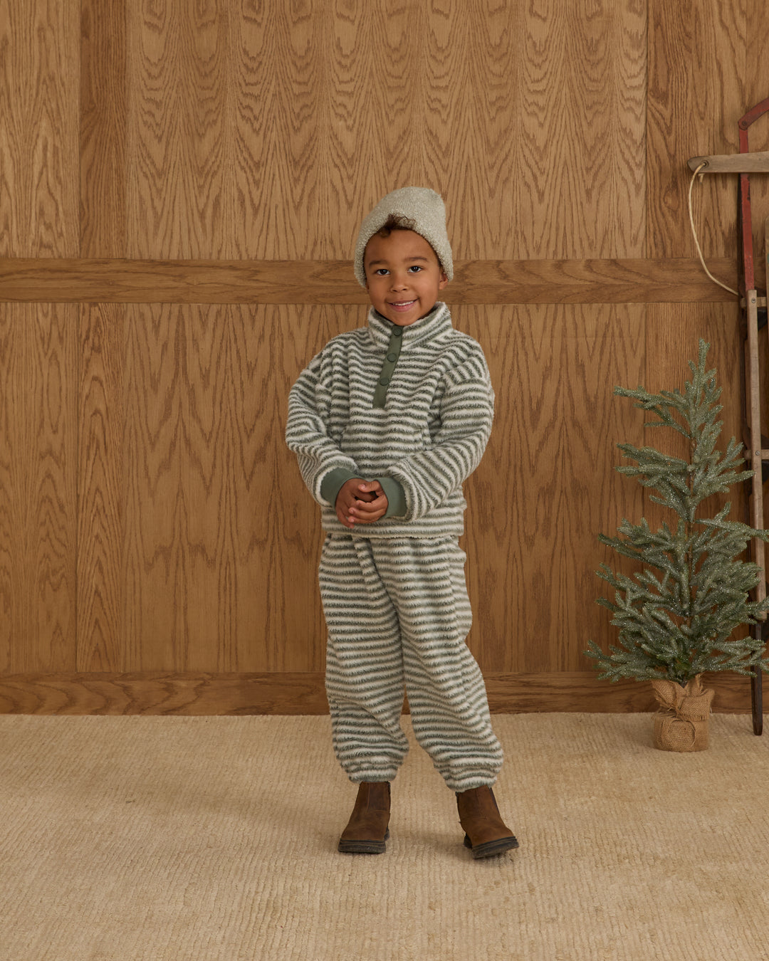 Snap Pullover, Evergreen Stripe