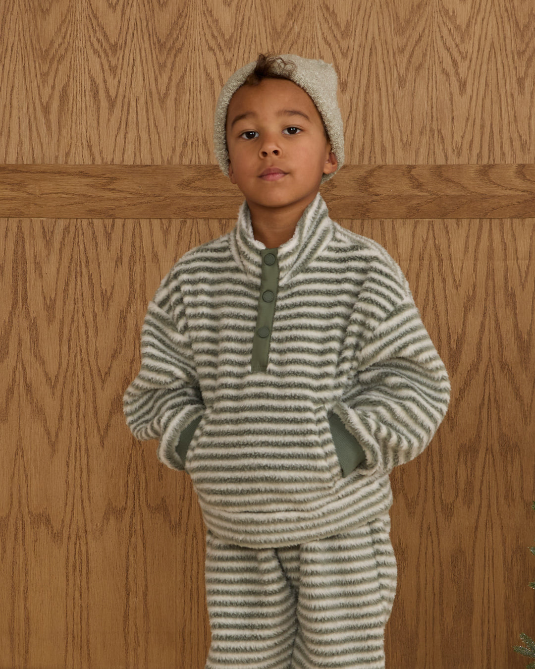 Snap Pullover, Evergreen Stripe
