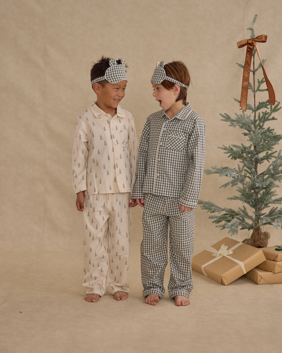 Long Sleeve Pajamas, Evergreen Gingham