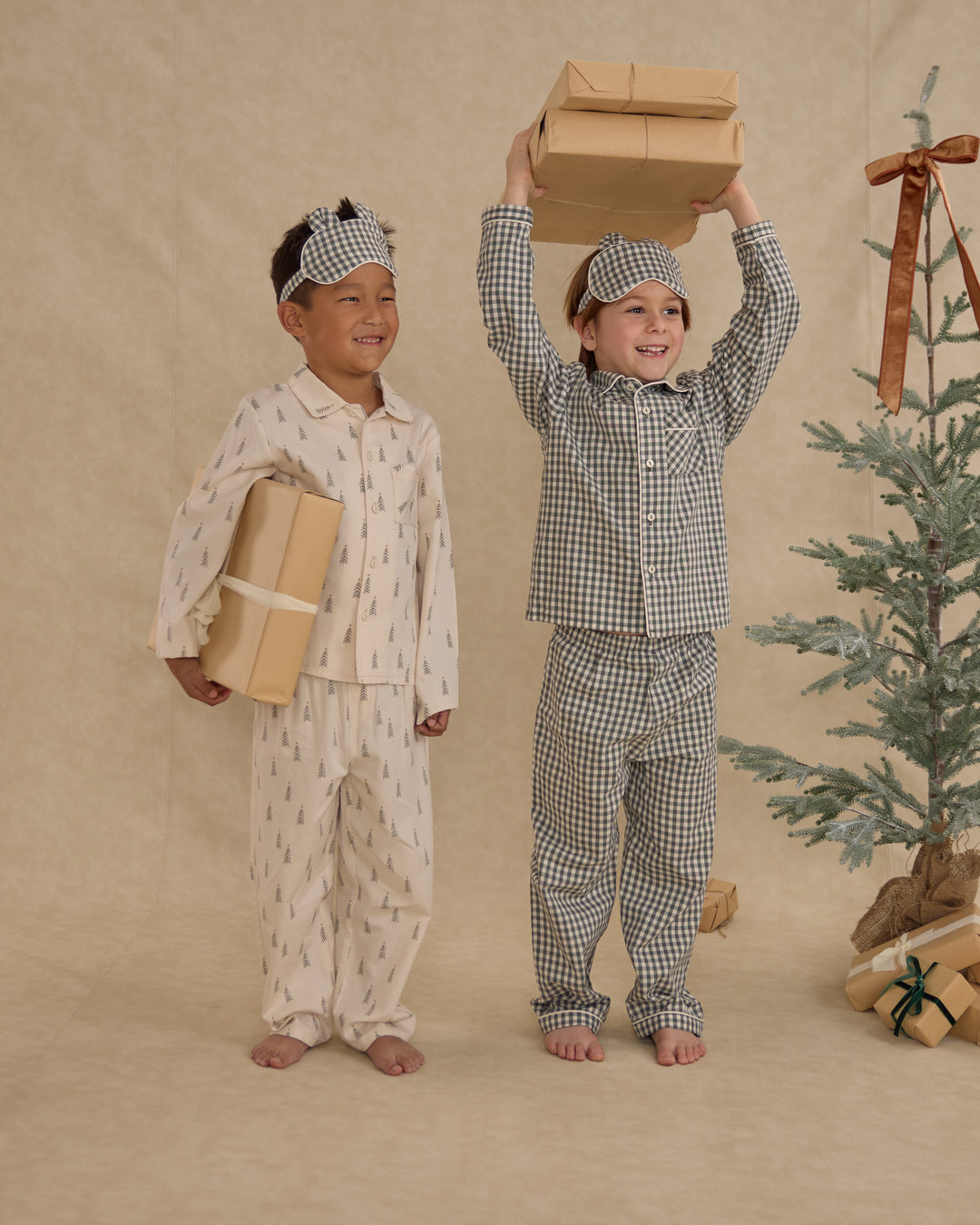 Long Sleeve Pajamas, Evergreen Gingham