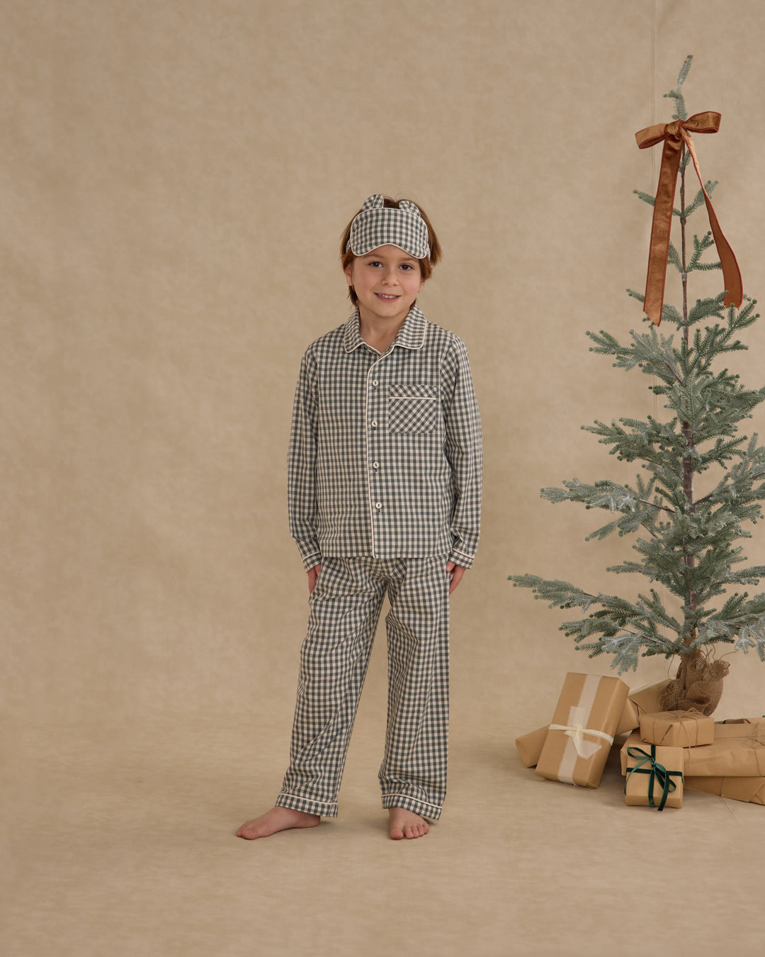 Long Sleeve Pajamas, Evergreen Gingham
