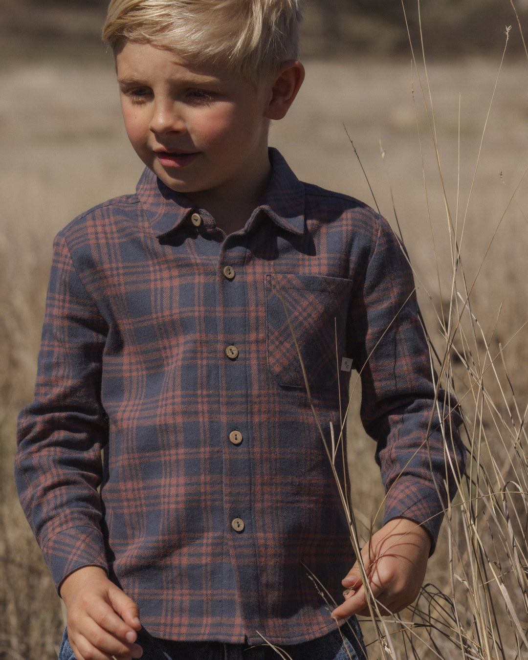 Collared L/S Shirt, Midnight Plaid