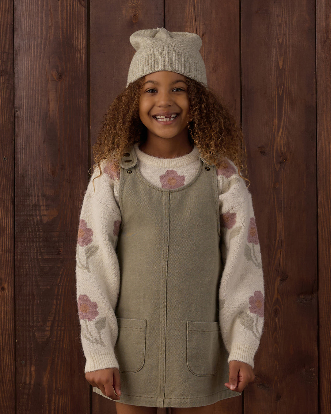 Odette Overall Dress, Dark Sage