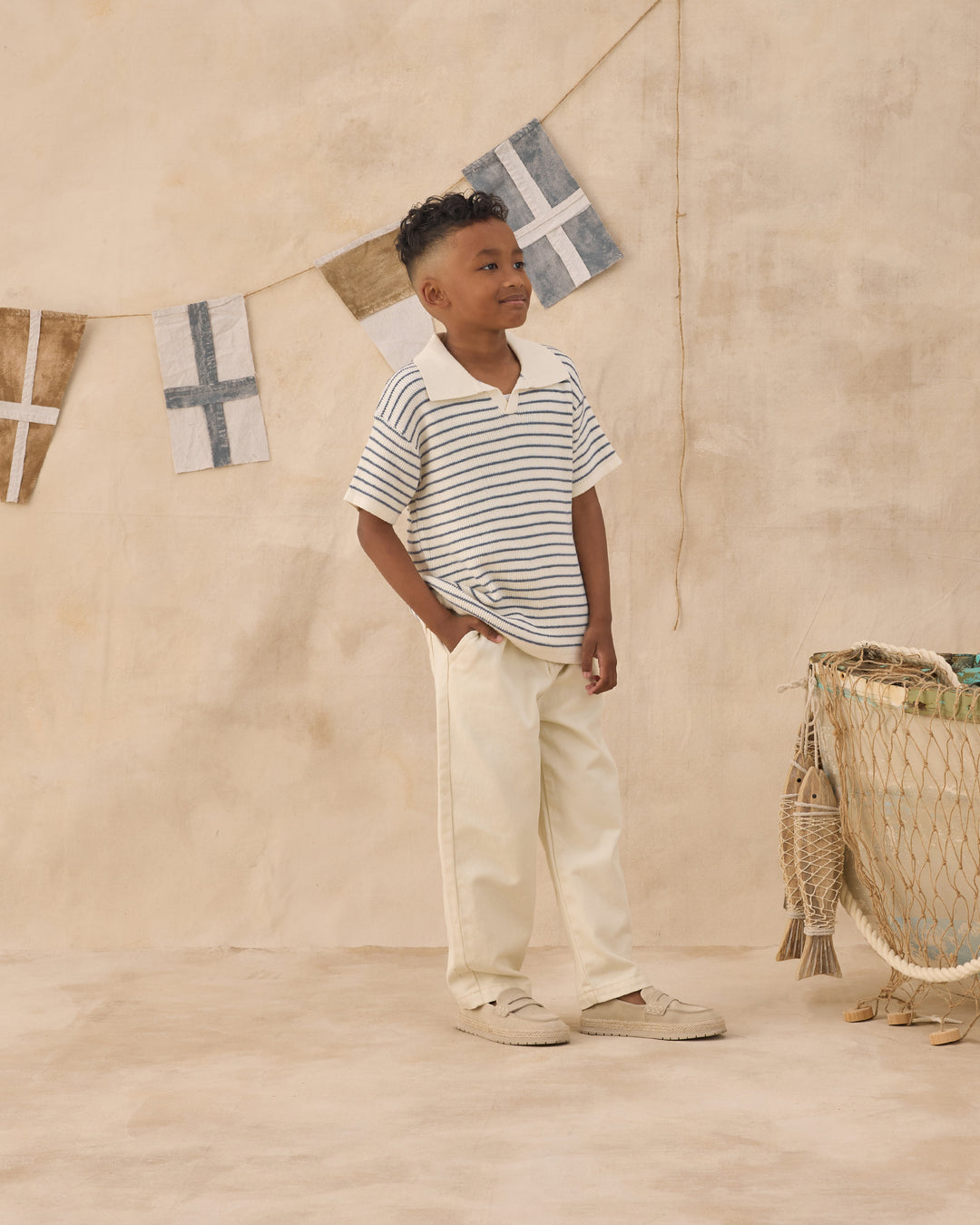 Chandler Knit Polo, Marine Stripe