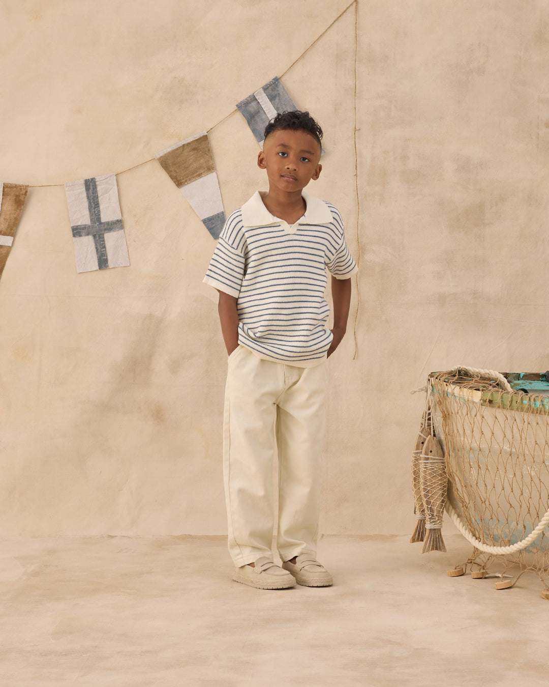 Chandler Knit Polo, Marine Stripe