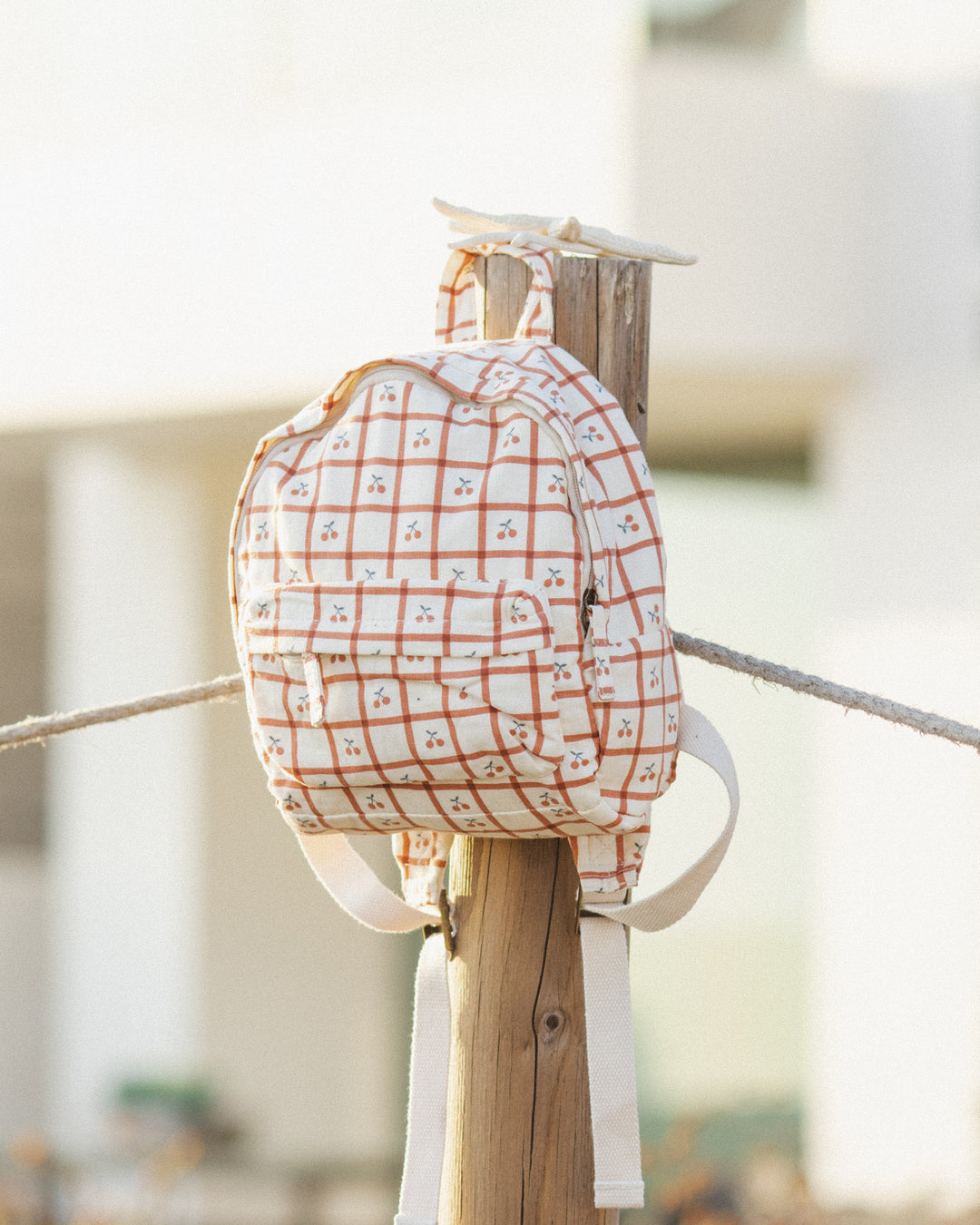 Mini Backpack, Cherry Check