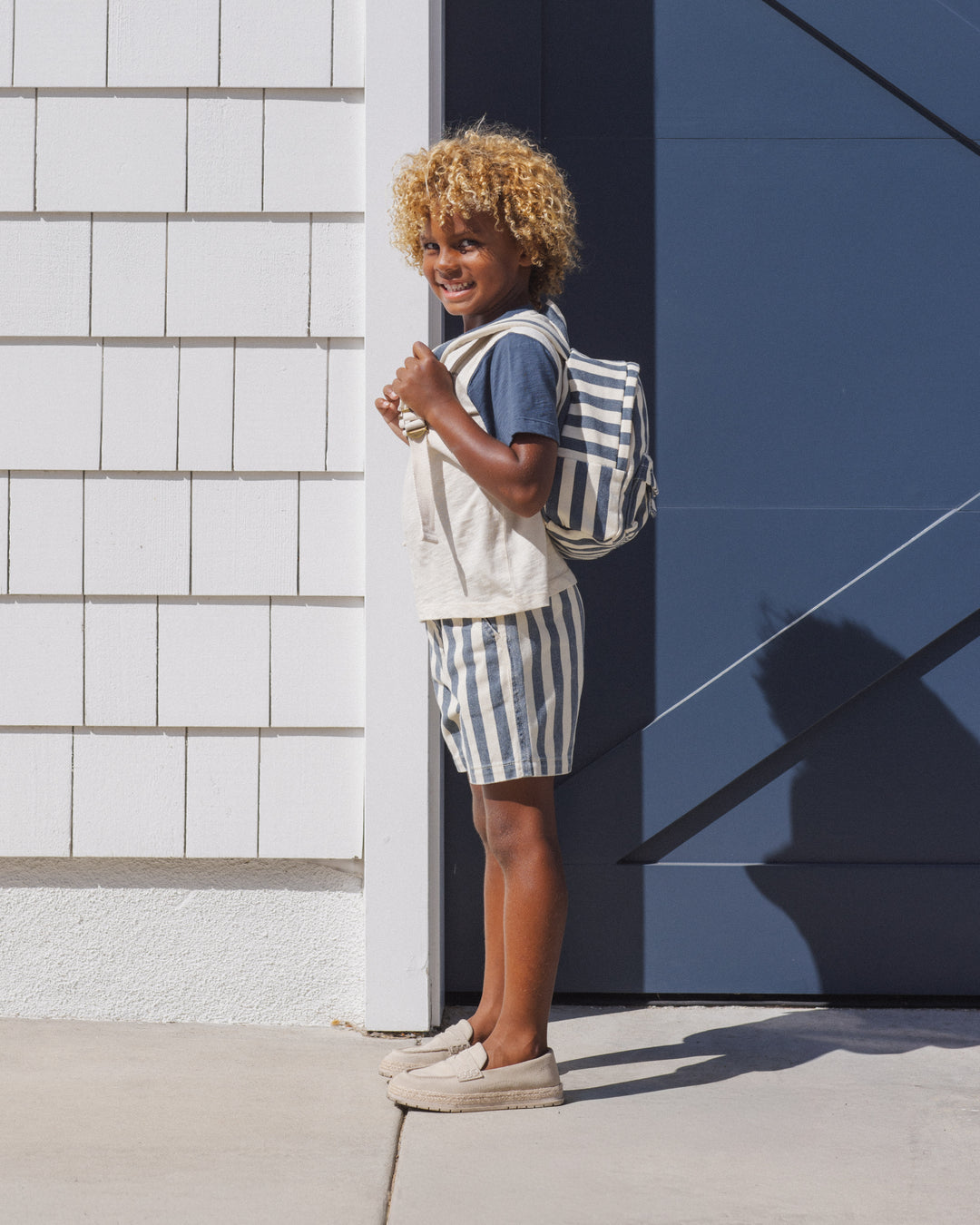 Mini Backpack, Navy Stripe