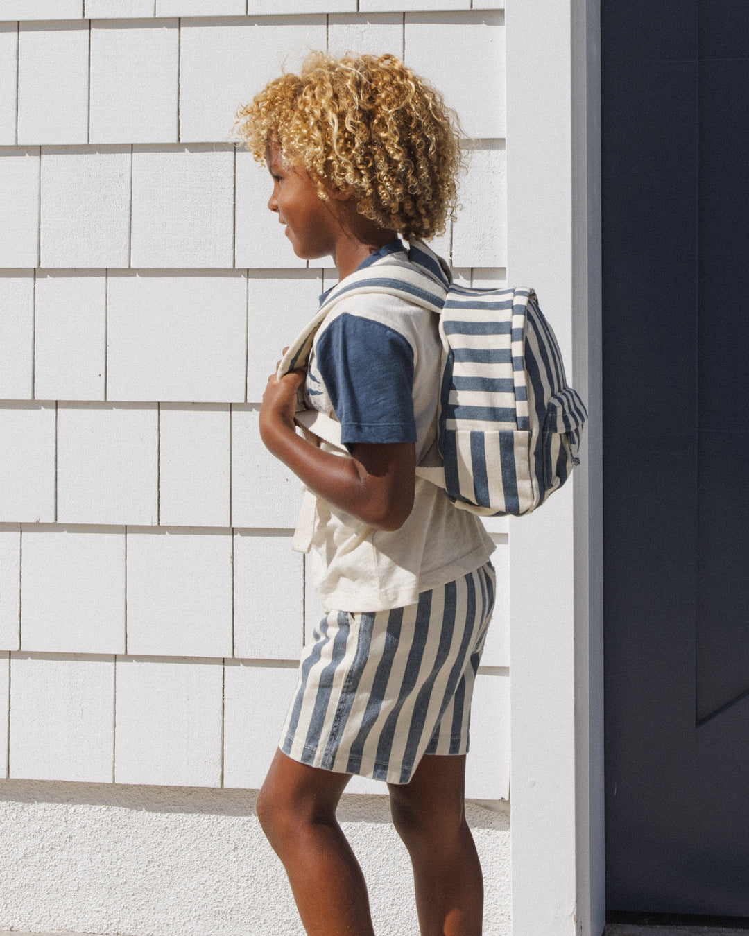 Mini Backpack, Navy Stripe