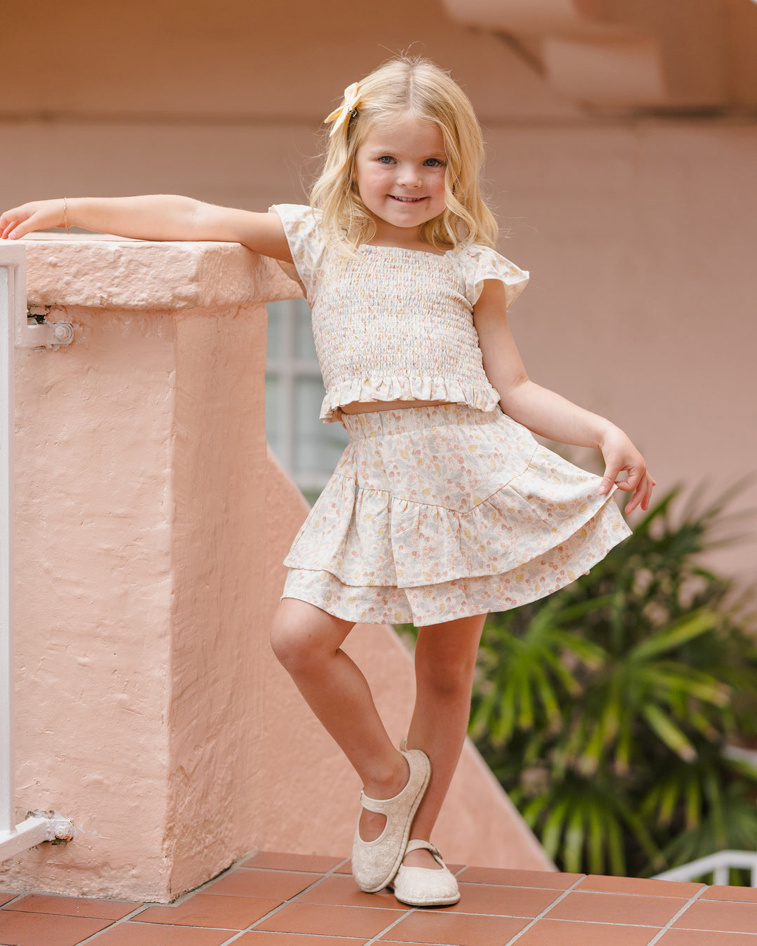 Tiered Mini Skirt, Summer Garden
