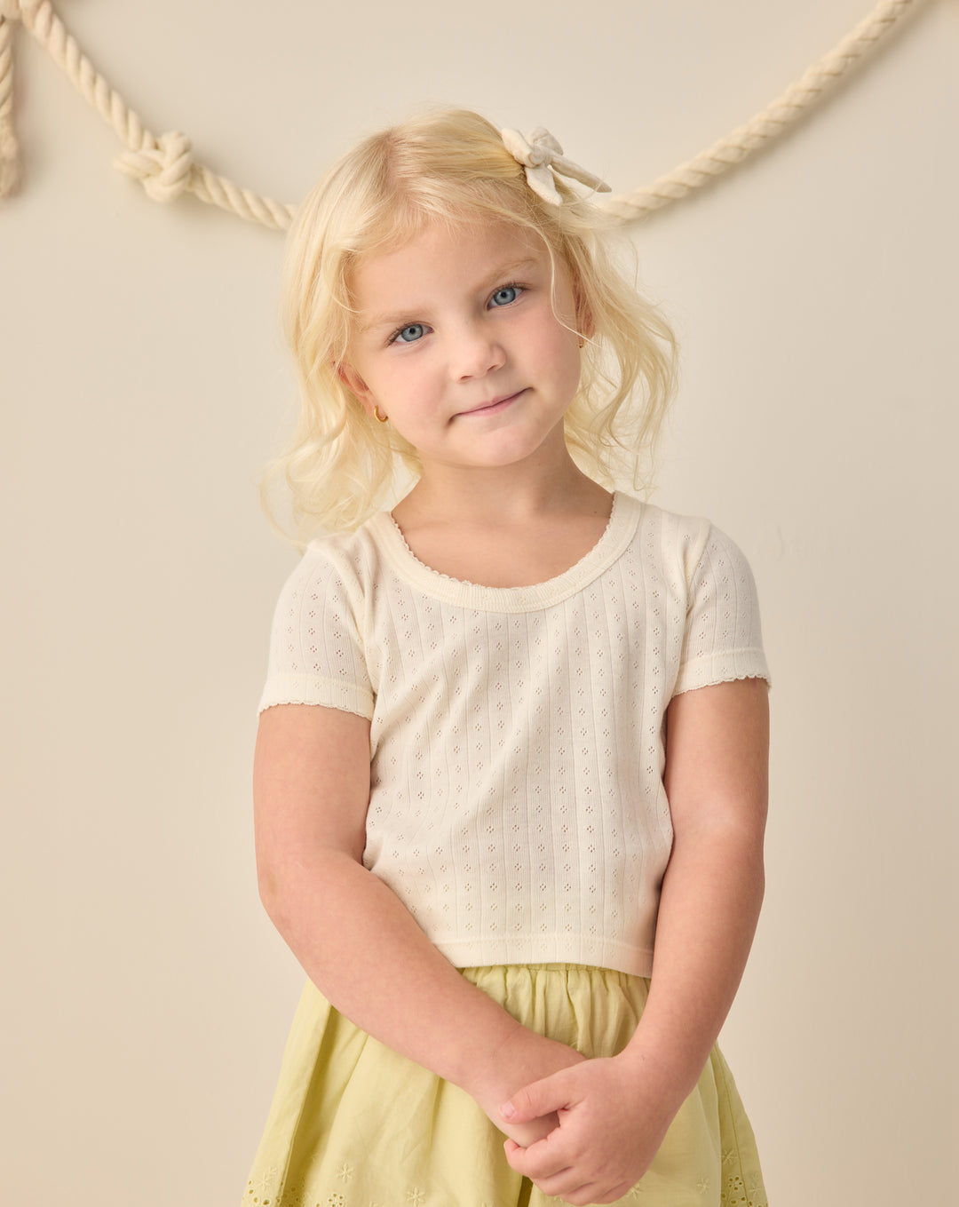 Pointelle Tee, Ivory
