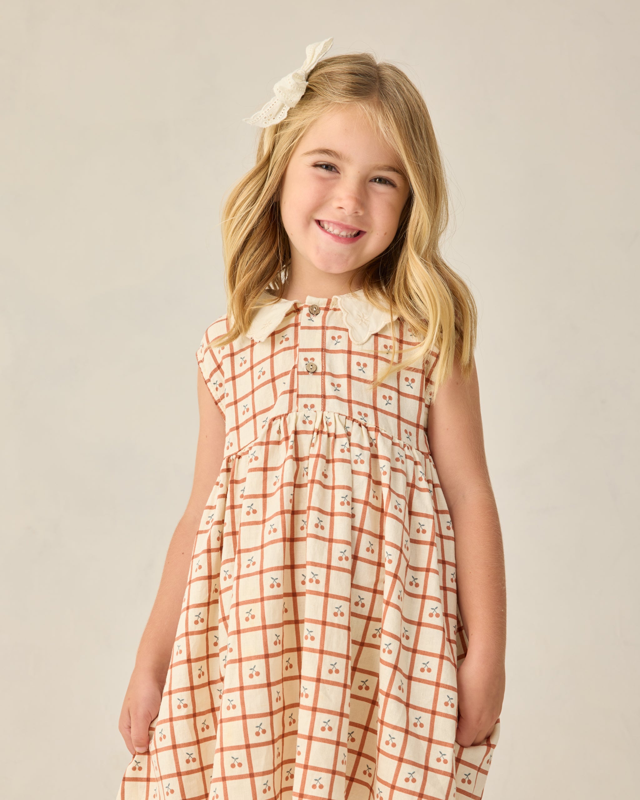 Rylee + Cru Collared Babydoll Dress - Poppy Check 2-3Y Rylee + Cru Collared Babydoll Dress - Poppy Check 2-3Y