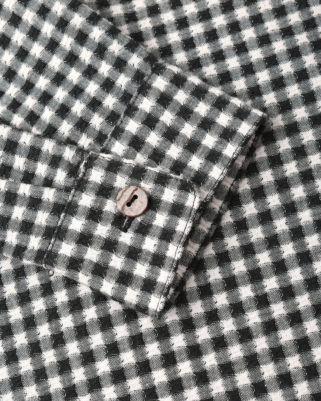 Collared L/S Shirt, Black Gingham