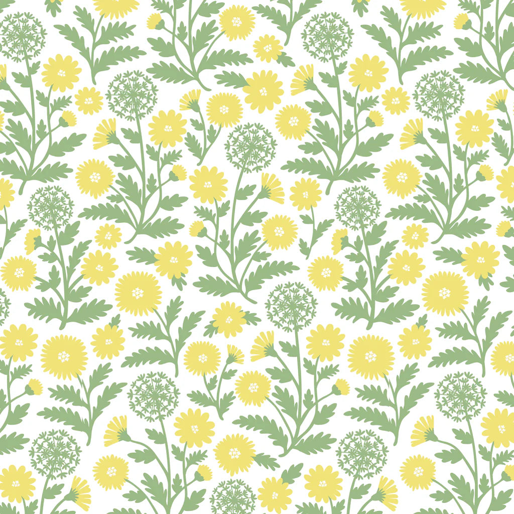 Alberta Dress, Dandelions Green & Yellow