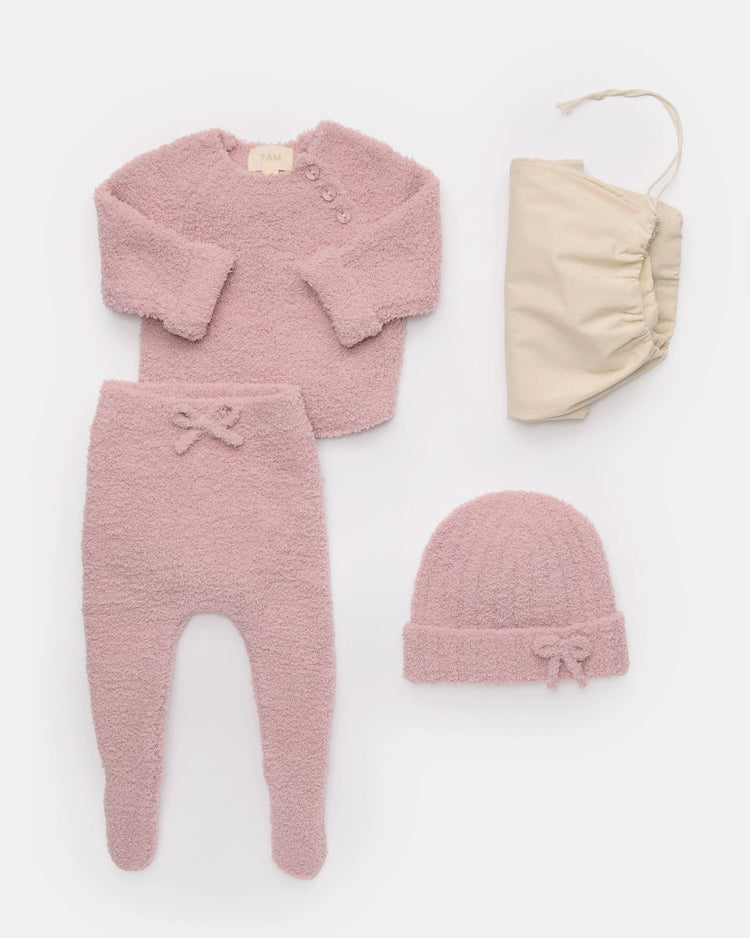 Infant Set - Fuzzy, Ash Rose
