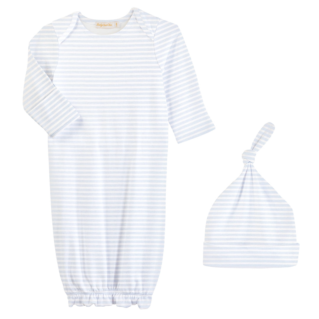 Light Blue Stripes, Gown & Hat Set