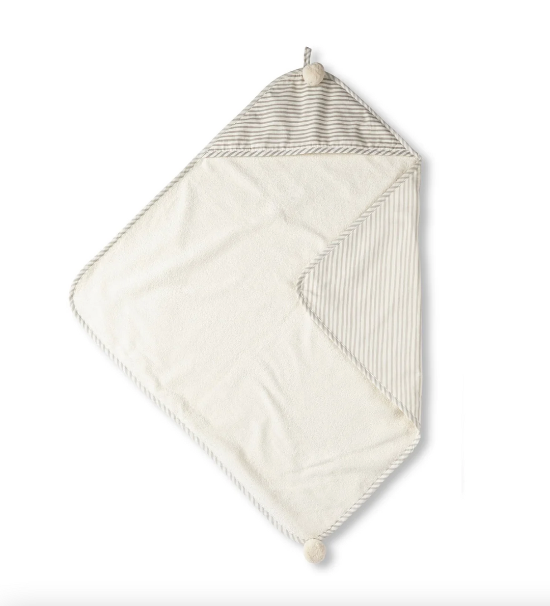 Striped Hooded Towel, Pebble Grey