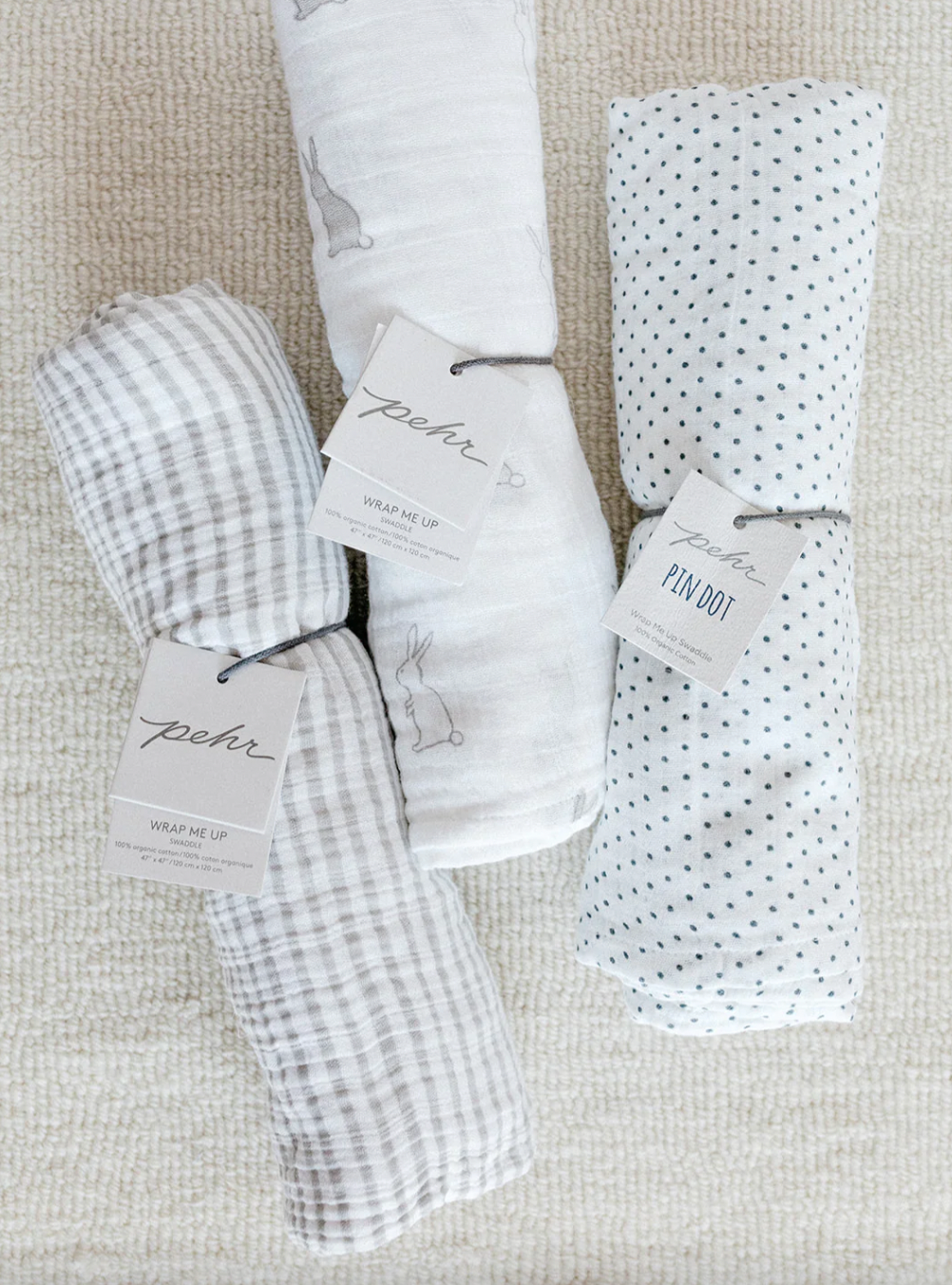 Striped Swaddle, Pebble Grey