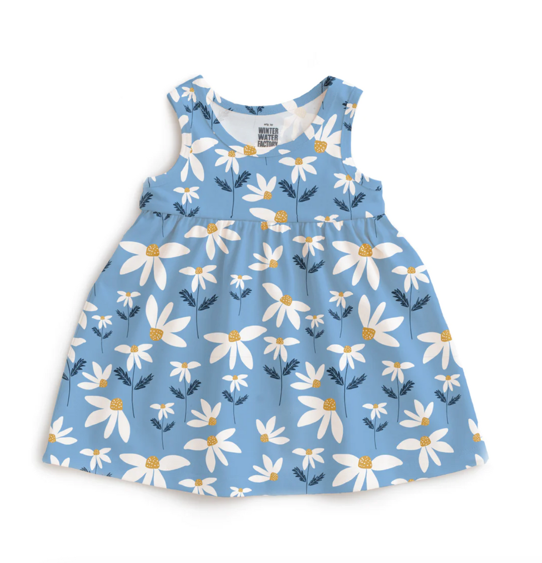 Alna Baby Dress, Daisies Blue