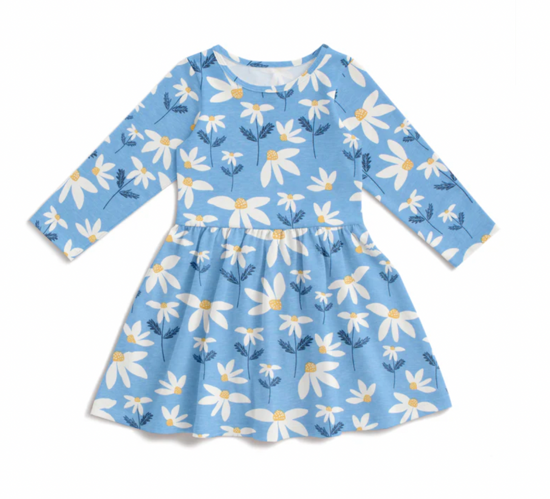 Calgary Dress, Daisies Blue