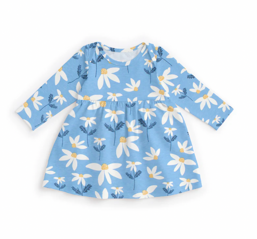 Lausanne Baby Dress, Daisies Blue