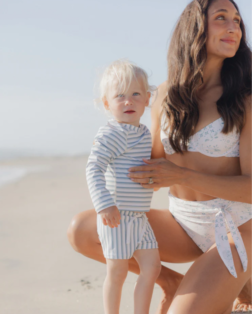Rashguard Boy Set, Seafoam Stripe