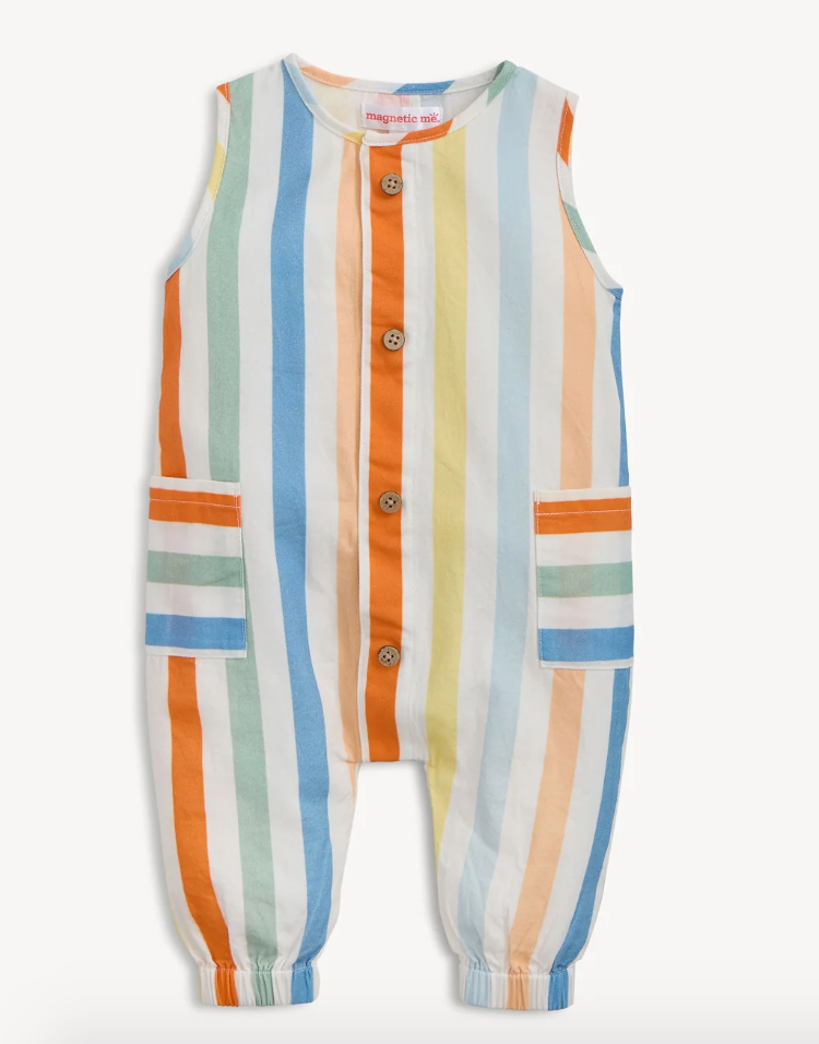 Magnetic Romper, Multi Stripe