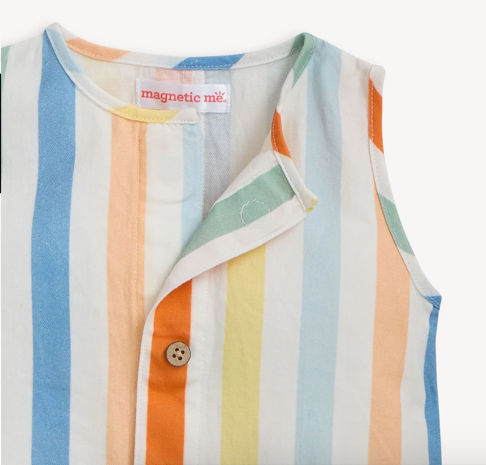 Magnetic Romper, Multi Stripe