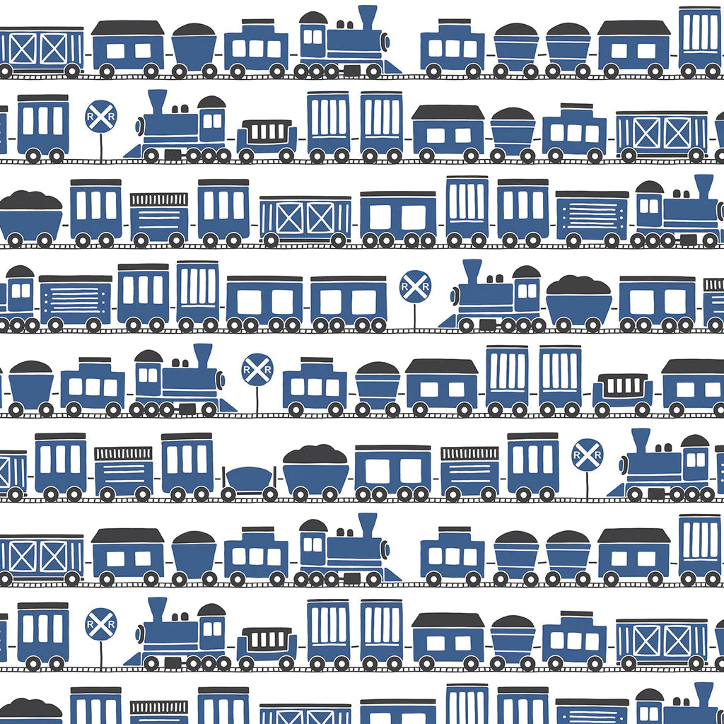 Long-Sleeve Tee, Trains Blue