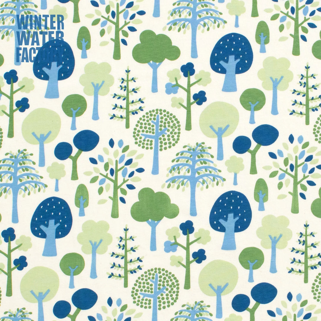 Footed Romper, Trees Blue & Green