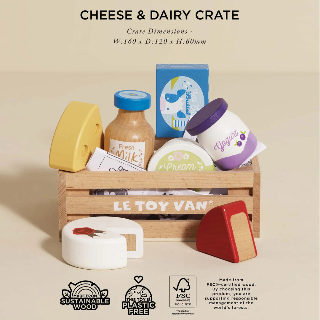 Cheese & Dairy, Wooden Market Crate