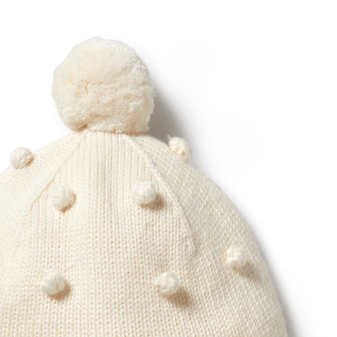 Knitted Bauble Bonnet, Ecru