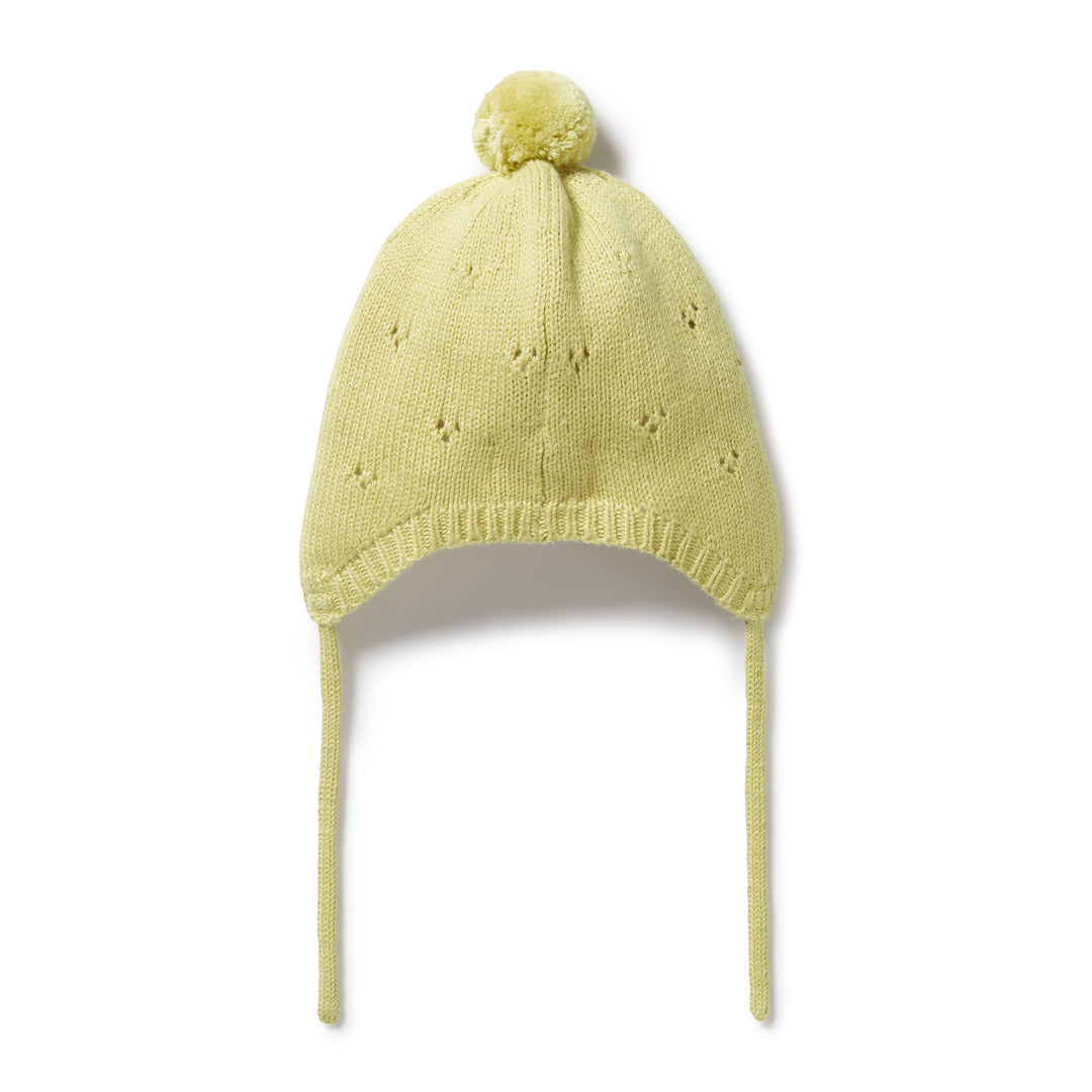 Knitted Pointelle Bonnet, Endive