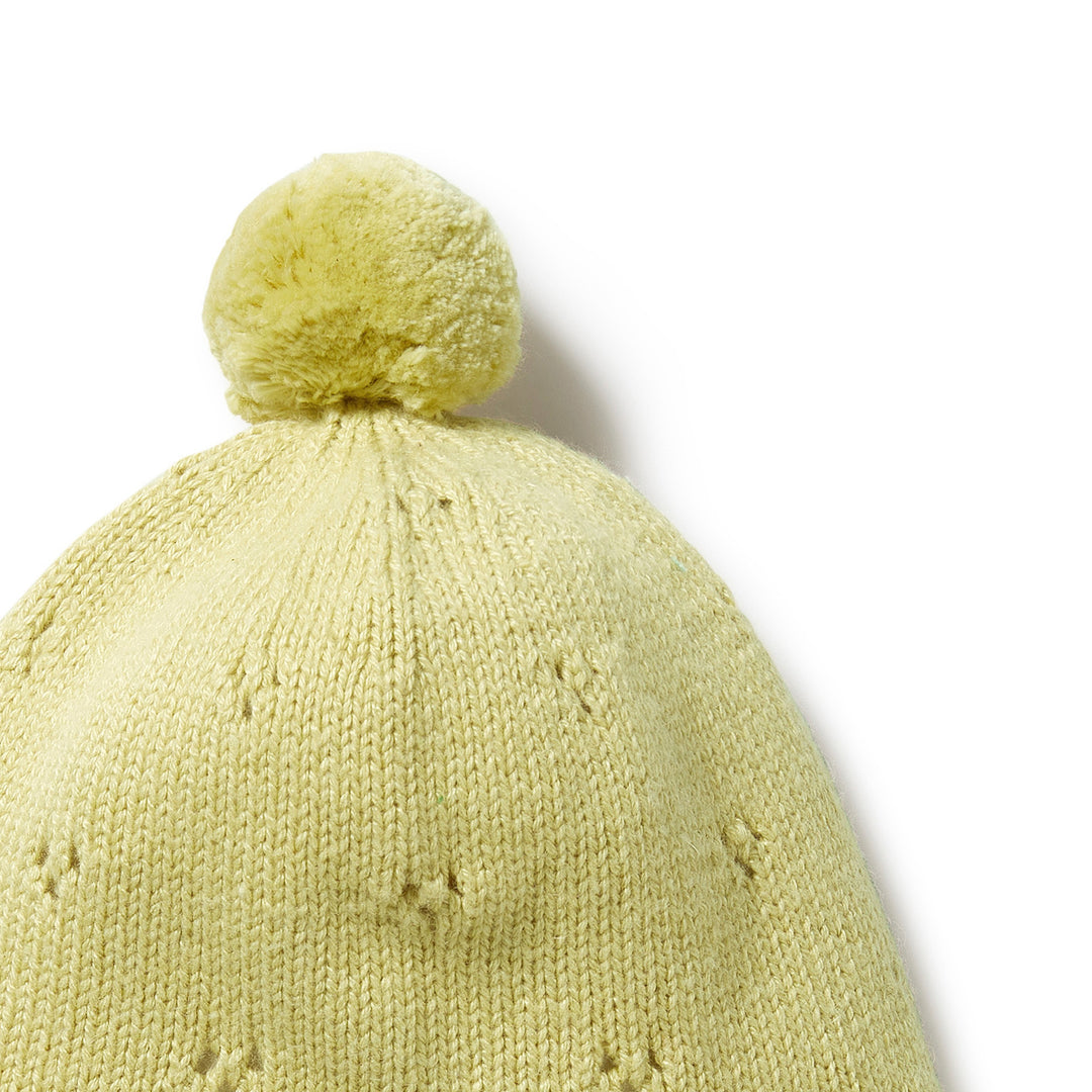 Knitted Pointelle Bonnet, Endive