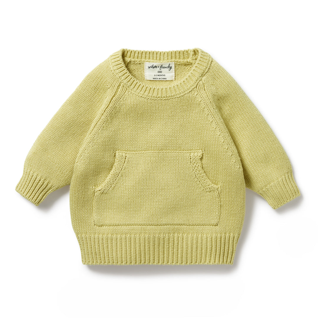 Knitted Pocket Jumper, Endive