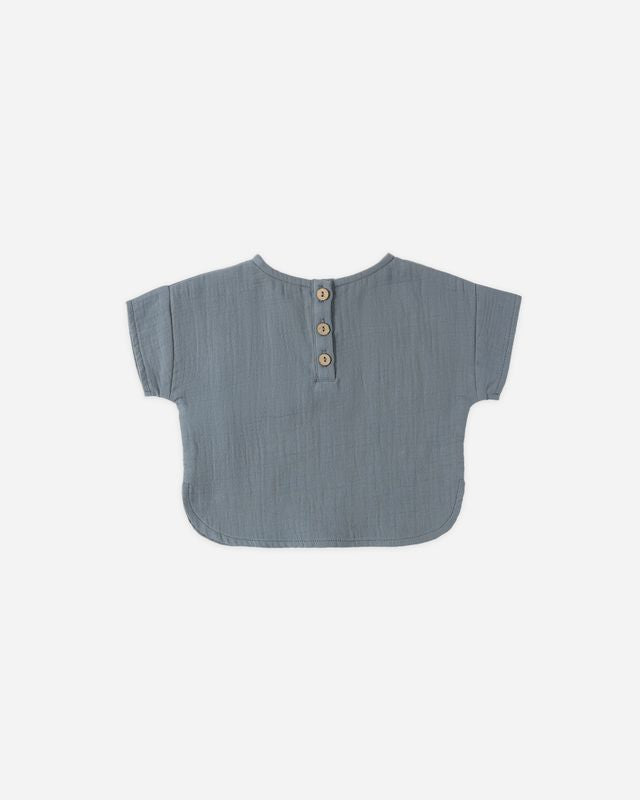 Woven Boxy Top, Ocean