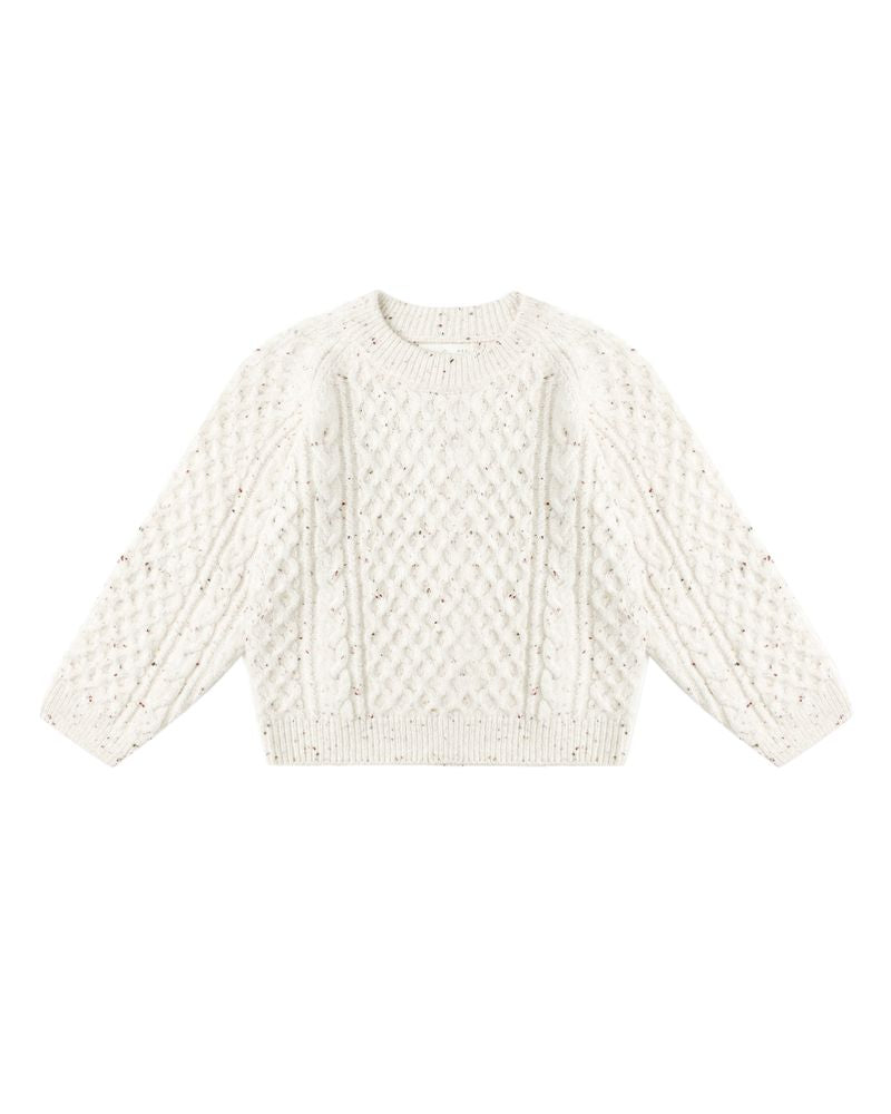 Cable Knit Sweater, Natural Speckled