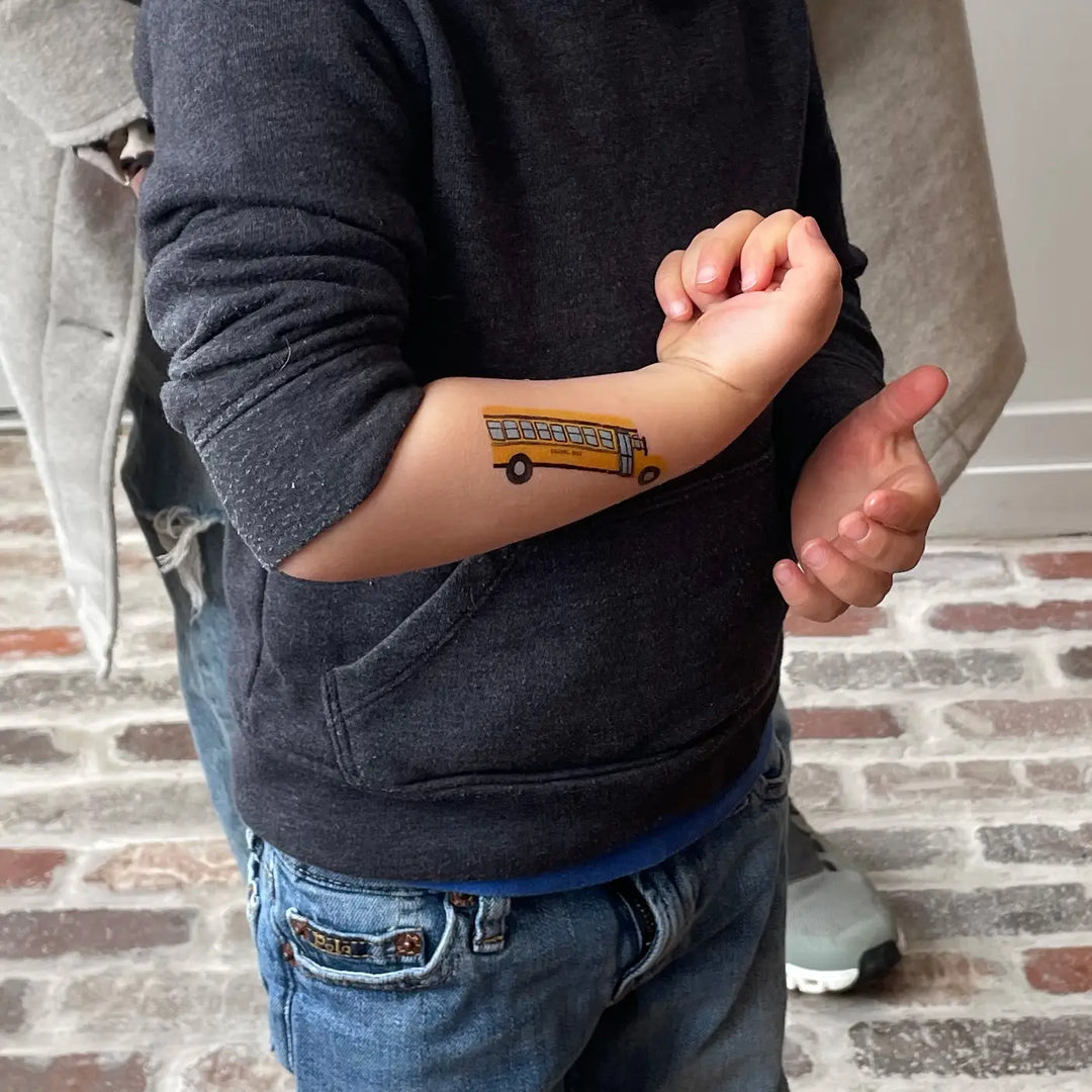 Saint & Co Temporary Tattoos, School Bus + Trash