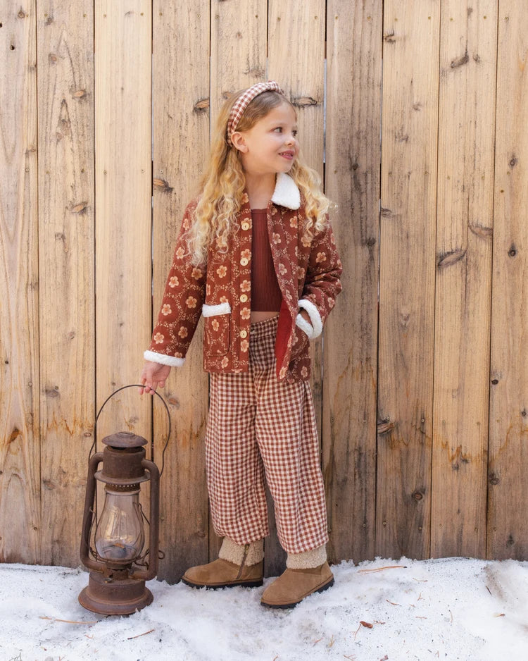 Wide Leg Pant, Brick Check